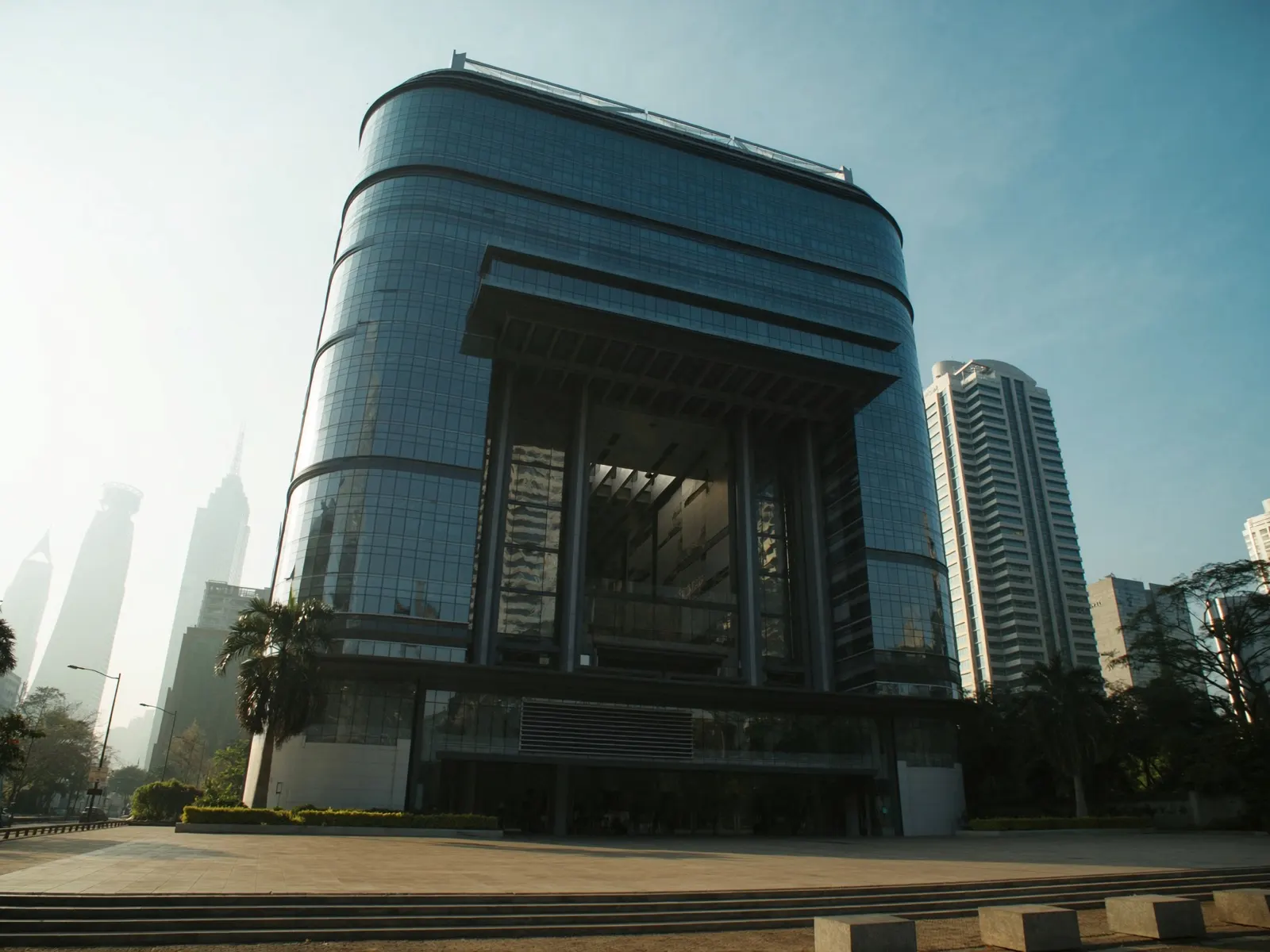modern insurance company office building in Jakarta, Indonesia in the morning