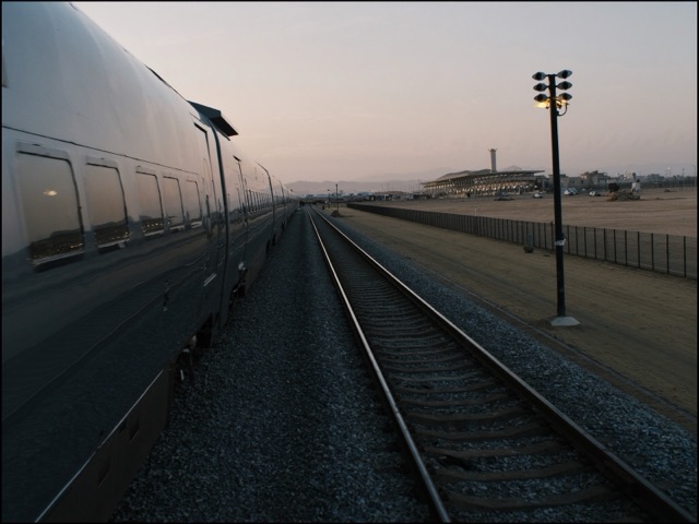 modern freight and passenger railway in the Arabian desert