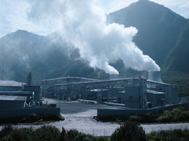 geothermal power plant in the volcanic highlands of Java, Indonesia